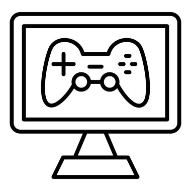 video game console icon. outline gamepad vector illustration symbol and bonus.
