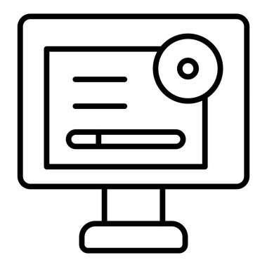 computer monitor icon. outline laptop vector illustration pictogram on white background for web design.