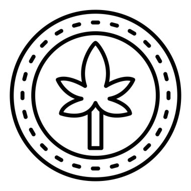 Kenevir yaprağı ikonu. Web için marihuana vektör sembolünün özet çizimi