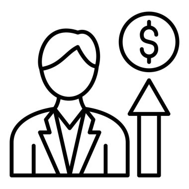 business man with money line icon, vector illustration