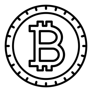 bitcoin icon in black and white style isolated on background. cryptocurrency symbol vector illustration.