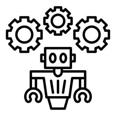 cogwheel, robot, development, management, technology, process, optimization, service solid glyph icon vector
