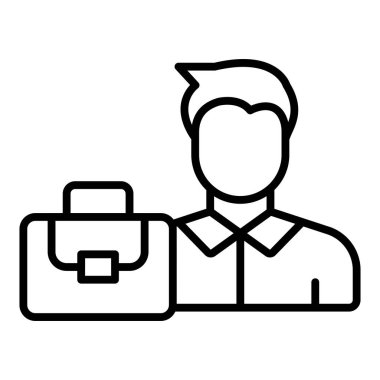 Evrak çantası simgesi, vektör illüstrasyonlu iş adamı