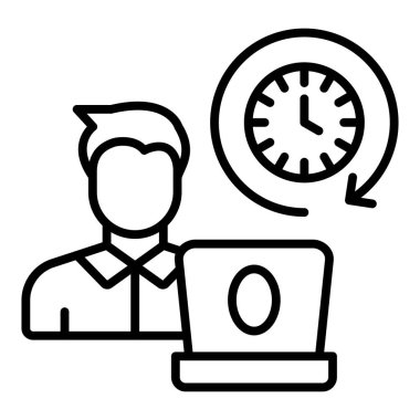 business man with laptop line and fill style icon vector illustration design