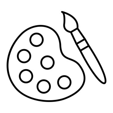 Paletli boya fırçası ve boya fırçası vektör çizimi tasarımı