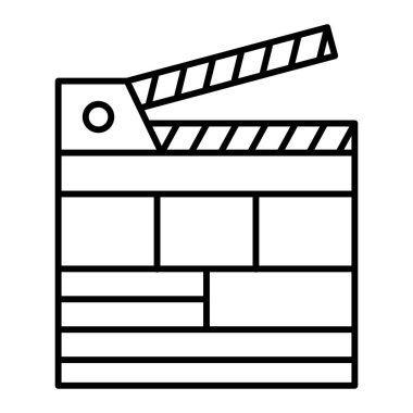 movie clapper icon. outline cinema video vector symbol stock illustration. isolated design.