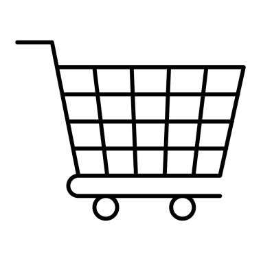 Alışveriş arabası ikonu. siyah ve beyaz vektör çizimi