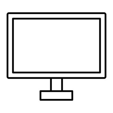 Bilgisayar monitörü simgesi. Beyaz arkaplanda ana masaüstü pc vektör çizimi. düzenlenebilir vuruş.