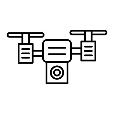 drone vector icon. outline simple flat sign, black pictogram isolated on white background.