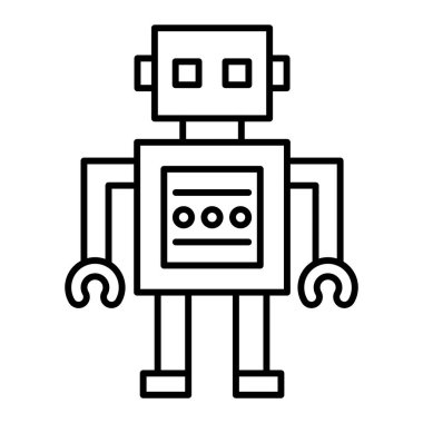 çizgi robot simgesi, vektör illüstrasyonu