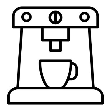 Kahve makinesi ikonu. Ana hatlı vektör çizimi. beyaz arkaplanda izole