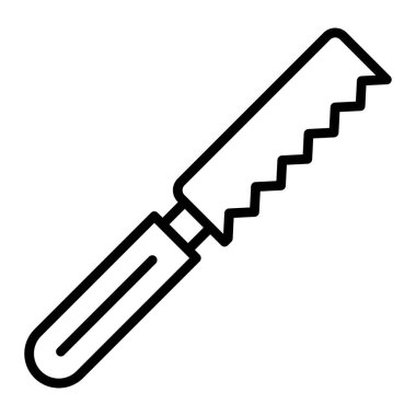 Testere simgesi vektörü. İnce çizgi işareti. izole edilmiş sınır sembolü çizimi