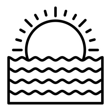 Güneş ikonu vektörü. Plaj işareti. izole edilmiş sınır sembolü çizimi