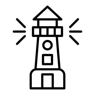 beyaz arkaplanda izole edilmiş deniz feneri simgesi vektörü, kule şeffaf işareti