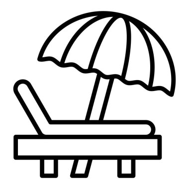 Plaj sandalyesi ikonu. Web için güneş yatağı vektör simgelerinin özet çizimi