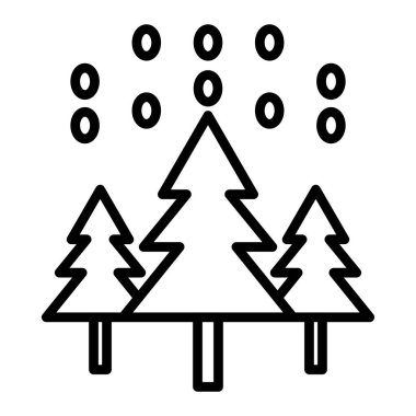 Çam ağaçları ikon vektörü. İnce çizgi işareti. izole edilmiş sınır sembolü çizimi