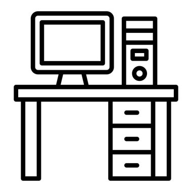 Ofis masası ikonu. vektör illüstrasyonu