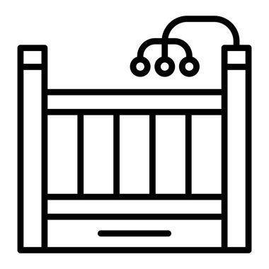 baby crib icon. outline bed room vector illustration. isolated contour.
