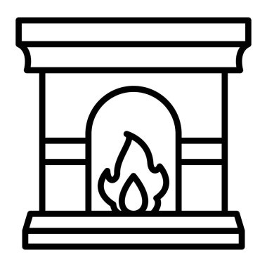 Şömine. Web simgesi basit illüstrasyon