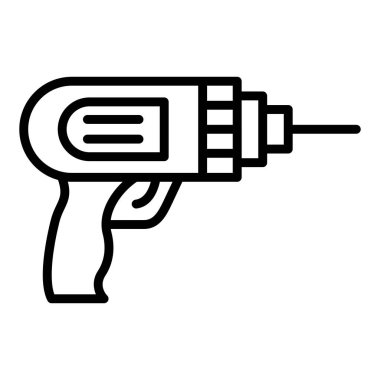 drill machine icon. outline hand holding electric screwdriver vector illustration. isolated contour style