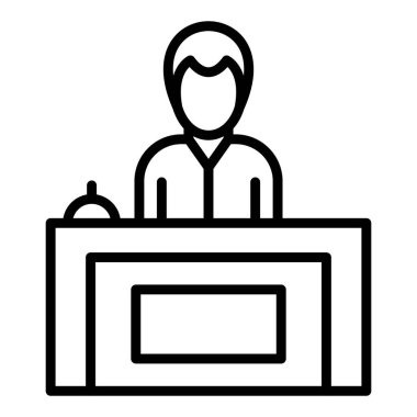 business man with a bag icon vector. outline office reception sign. isolated contour symbol illustration