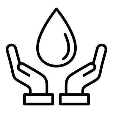 hand holding water drop icon. outline medical care symbol vector. isolated contour sign.