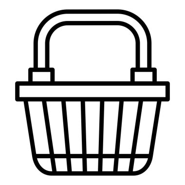 Alışveriş sepeti ikonu. Web için hasır taşıyıcı vektör simgelerinin özet çizimi