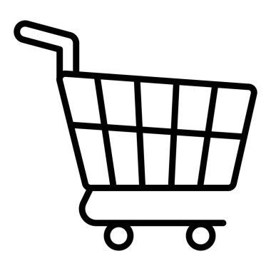 Alışveriş arabası ikonu. siyah ve beyaz resimleme.