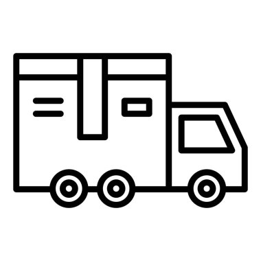 Teslimat kamyonu ikon vektörü. Basit çizgi işareti. izole edilmiş sınır sembolü çizimi
