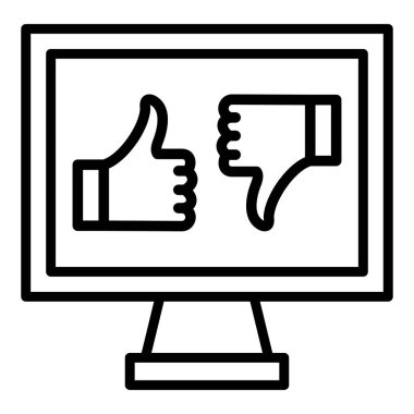 computer screen icon. outline hand with thumb up vector illustration