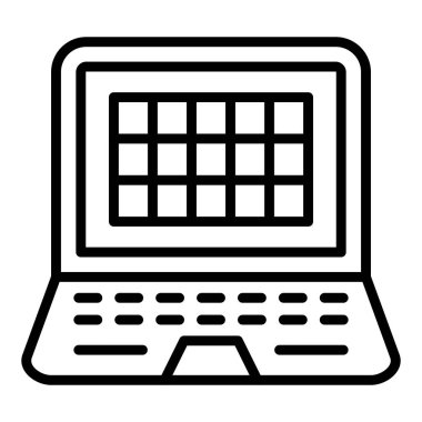 laptop icon. outline smartphone vector illustration pictogram. isolated on white background.