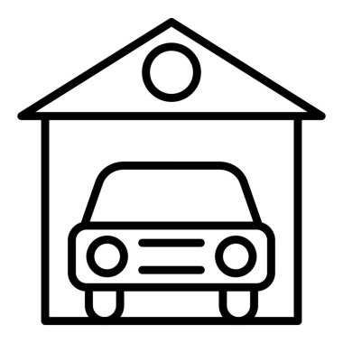 car garage icon. outline house vector symbol.