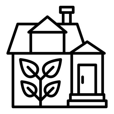 house with plant icon. outline illustration of eco cottage vector icons for web design