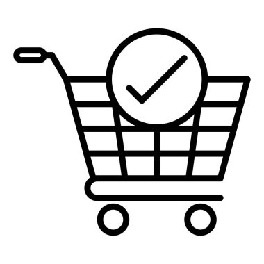 shopping cart with check mark icon. vector illustration