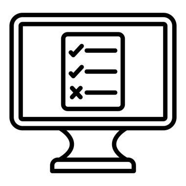 Bilgisayar monitörü simgesi. Web için dizüstü bilgisayar vektör simgelerinin özet çizimi