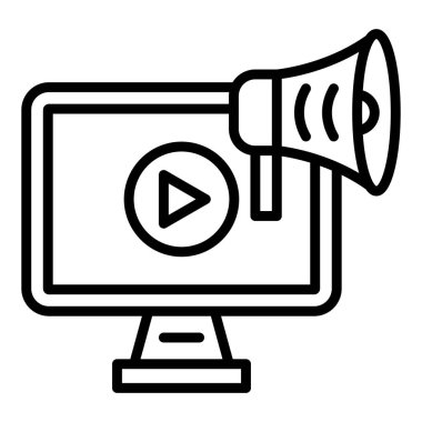 video player icon vector. outline music speaker sign. isolated contour symbol illustration