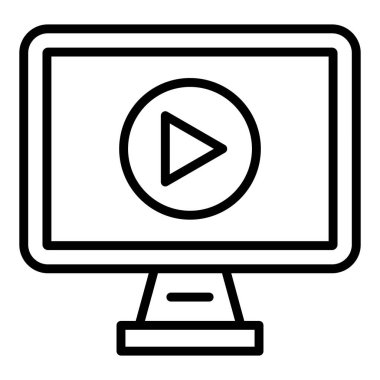 video player icon. outline illustration of monitor vector icons for web