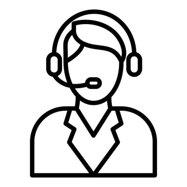 Kulaklık ve müşteri hizmetleri çizimi ile çağrı merkezi operatörü