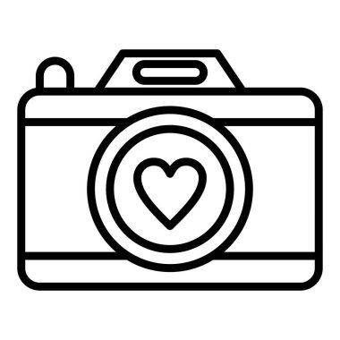 camera icon vector isolated on white background for your web and mobile app design, love logo concept