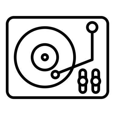 müzik çalar ikon vektörü. İnce çizgi işareti. izole edilmiş sınır sembolü çizimi