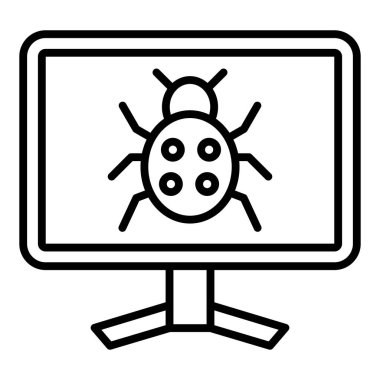 Virüs ikon vektörü. İnce çizgi işareti. izole edilmiş sınır sembolü çizimi