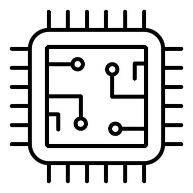 circuit board icon. outline microchip processor vector illustration symbol.