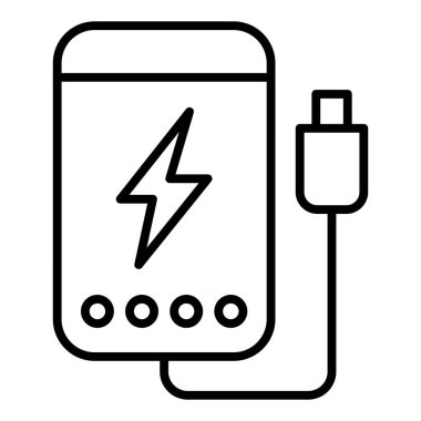 electric power plug icon. outline battery charging vector symbol for web design isolated on white background