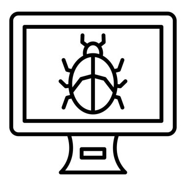 virus icon vector. outline computer monitor sign. isolated contour symbol illustration