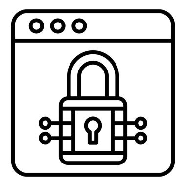 Güvenlik sistemi ikon vektörü. İnce çizgi işareti. izole edilmiş sınır sembolü çizimi