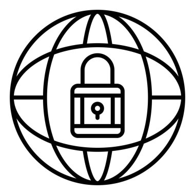 küresel güvenlik simgesi vektör illüstrasyonu