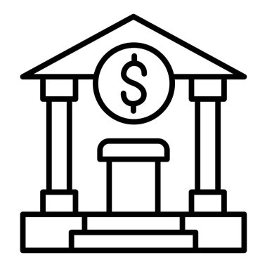 bank building icon. outline illustration of money vector icons for web