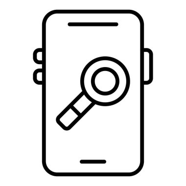 mobile phone icon. outline magnifying glass vector symbol for web design isolated on white background