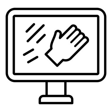 Bilgisayar monitörü simgesi. Web için dizüstü bilgisayar vektör simgelerinin özet çizimi