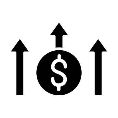 Finansal büyüme ikonu. Dolar ve ok sembolü.